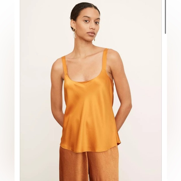 Vince Tops - NWT VINCE Silk Scoop Neck Burnt Orange Camisole Top Size XL